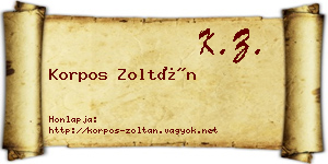 Korpos Zoltán névjegykártya